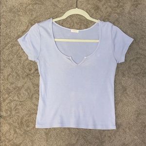 Brandy Melville V Neck Monet Blue Top